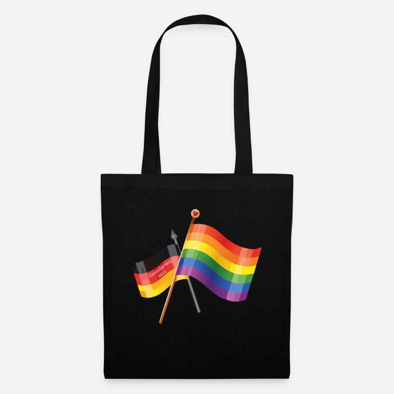 Regenbogen Deutschland Flagge - Stoffbeutel - Schwarz