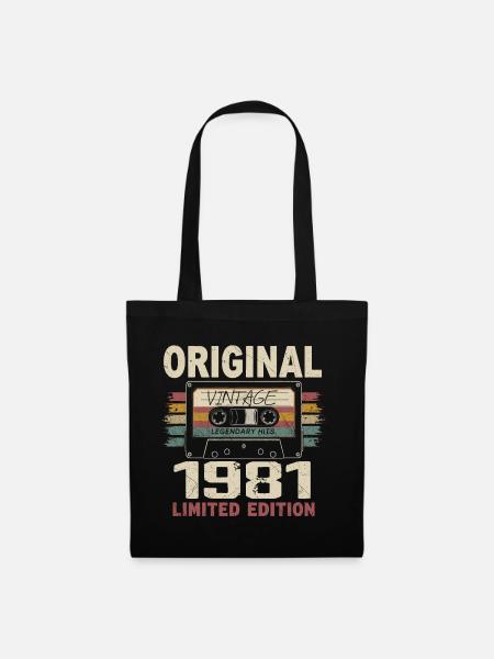 1981 Geburtstagsgeschenk 1981 Jahrgang 1981 Retro - Stoffbeutel - Schwarz