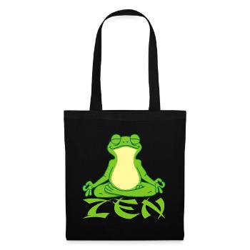 Frosch beim Yoga - Stoffbeutel - Schwarz - Vorne