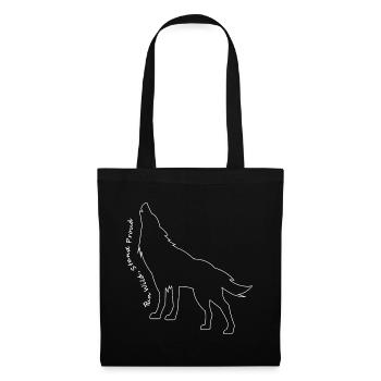 Howling Wolf Line Art Design - Tote Bag - black - Front