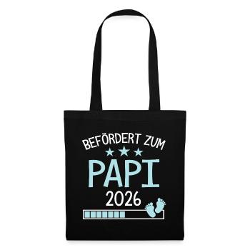 Befördert zu Papi 2026 Geschenk für Großvater - Stoffbeutel - Schwarz - Vorne
