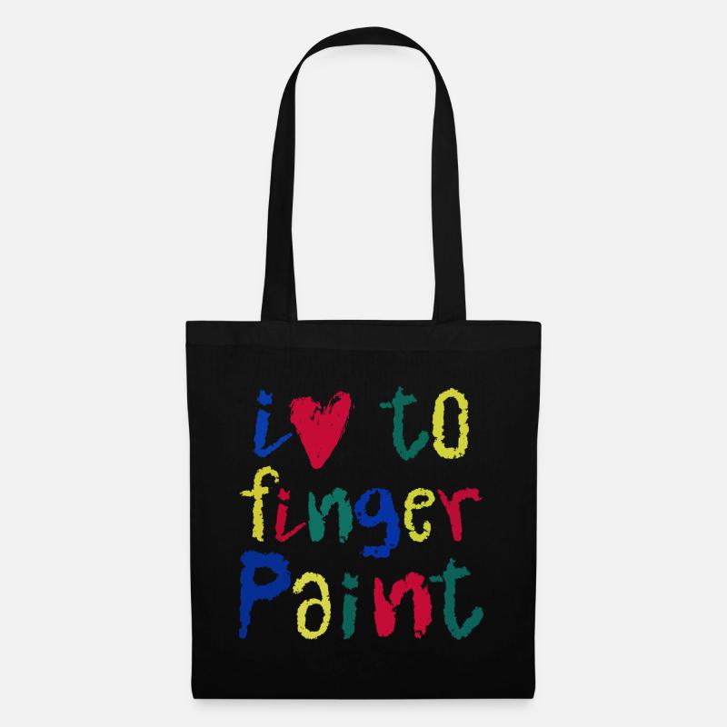 Ich liebe Fingerfarben | Malspaß Design Kinder - Stoffbeutel - Schwarz