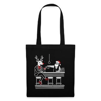 Santa Bartender and Reindeer Funny Christmas Shirt - Tote Bag - black - Front