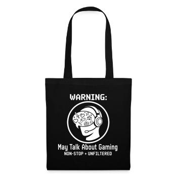 Avertissement : Peut parler de chemise de jeu | Joueur - Sac en tissu - noir - Devant
