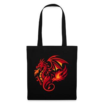 Tribal Drache Flammenrot Tattoo Stil - Stoffbeutel - Schwarz - Vorne