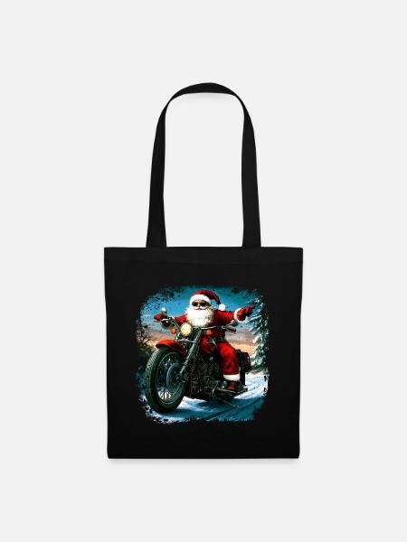 Motorradfahrer Weihnachten - Stoffbeutel - Schwarz