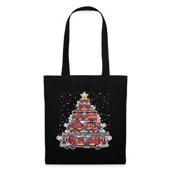 Funny Firefighter Tree Merry Christmas Gesc - Tote Bag - black - Front