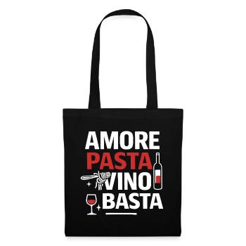 Amore Pasta Vino e Basta, humour italien - Sac en tissu - noir - Devant