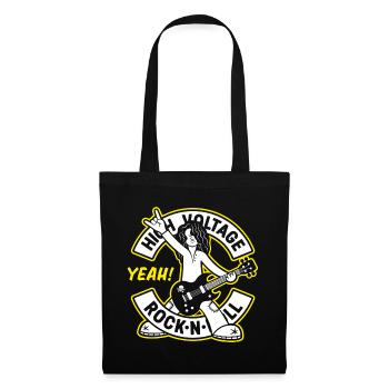 High Voltage Rock 'N' Roll Cartoon Guitarist - Tote Bag - black - Front