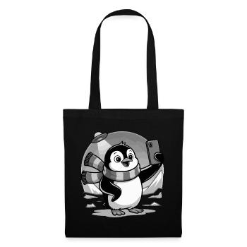 Pingouin mignon - Cadeau pour l’amoureux des manchots - Sac en tissu - noir - Devant