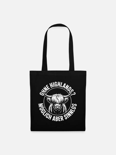 Highland-Rind Silhouette Logo - Stoffbeutel - Schwarz