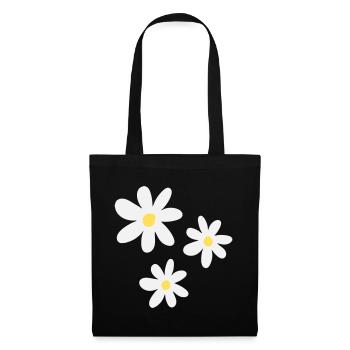 Fleurs blanches dans une élégance intemporelle - Sac en tissu - noir - Devant