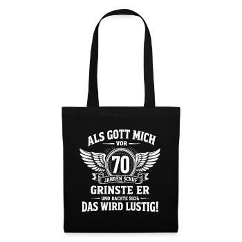 Lustiges Geschenk zum 70. Geburtstag - Stoffbeutel - Schwarz - Vorne