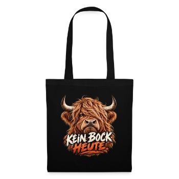 Kein Bock heute – Genervtes Highland-Rind - Stoffbeutel - Schwarz - Vorne