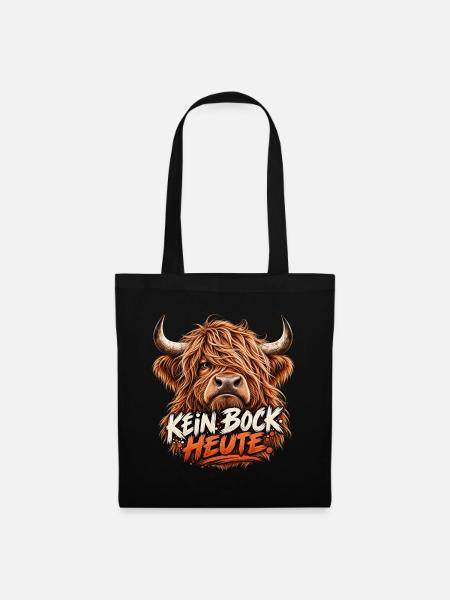 Kein Bock heute – Genervtes Highland-Rind - Stoffbeutel - Schwarz