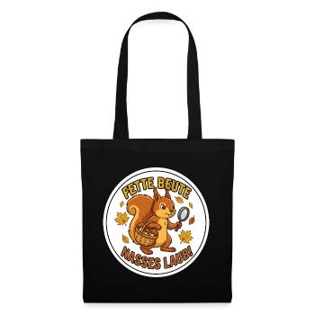 Pilze Sammeln Eichhörnchen Pilzsuche T-Shirt - Stoffbeutel - Schwarz - Vorne