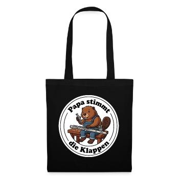Querflöte Papa Biber Instrumentenbauer T-Shirt - Stoffbeutel - Schwarz - Vorne