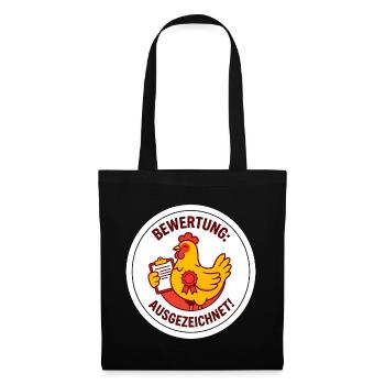 Huhn Bewertung Ausgezeichnet Rassegeflügel T-Shirt - Stoffbeutel - Schwarz - Vorne