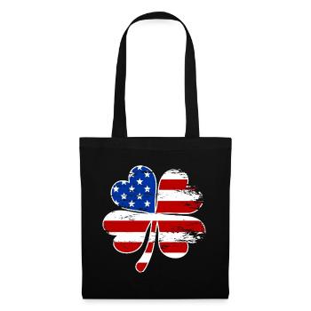 USA Flagge Vierblättriges Kleeblatt - Stoffbeutel - Schwarz - Vorne