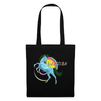 Blaues Einhorn, das legendäre Fabeltier - Stoffbeutel - Schwarz - Vorne