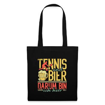 Tennis Und Bier Darum Bin Ich Hier - Stoffbeutel - Schwarz - Vorne
