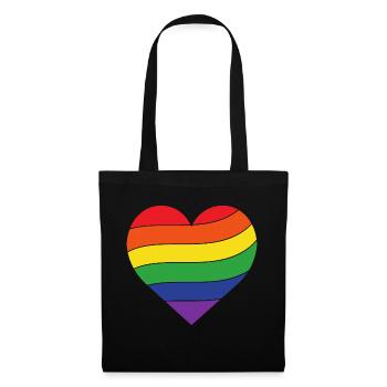 Regenbogen Herz | Pride - Stoffbeutel - Schwarz - Vorne