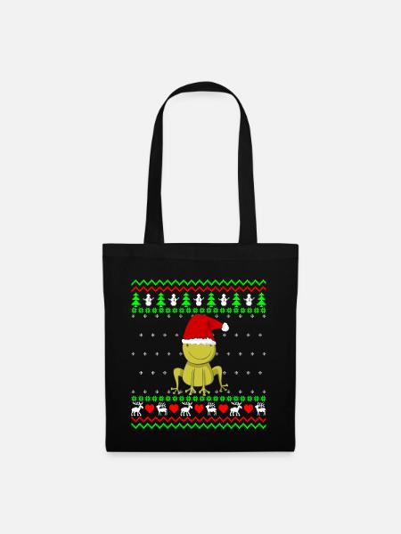 Süßer Frosch Kröte Ugly Weihnachten Geschenk - Stoffbeutel - Schwarz