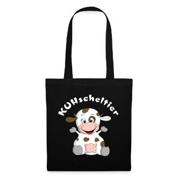 Vache en peluche = KUHscheltier - Sac en tissu - noir - Devant