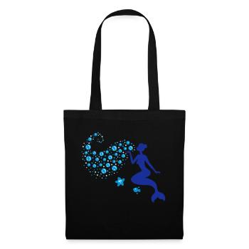 Meerjungfrau - Mermaid Kiss - Nixe - See - 3C - Stoffbeutel - Schwarz - Vorne