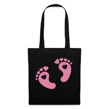 Baby Feet Heart Love Pink Girl Parents Gift - Tote Bag - black - Front