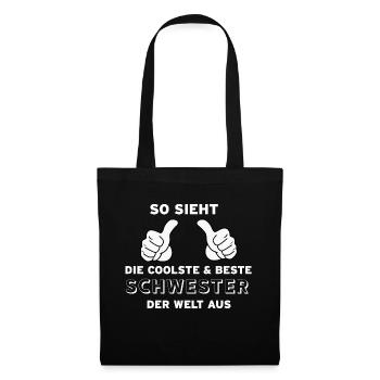 Coole Schwester - Stoffbeutel - Schwarz - Vorne