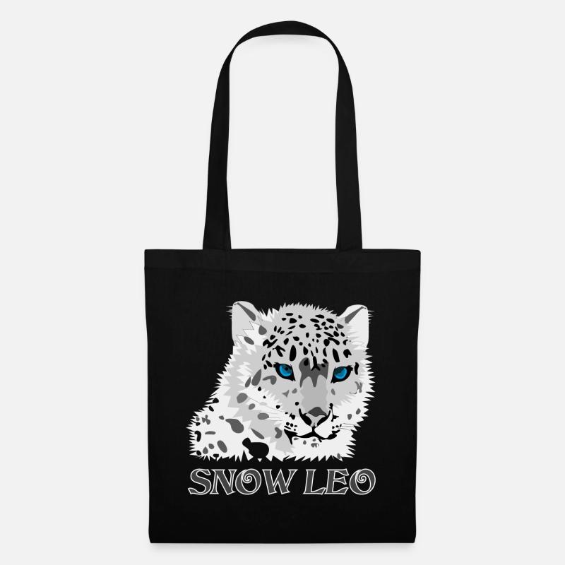 Schnee Leopard Raubkatze - Stoffbeutel - Schwarz