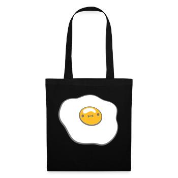 Oeuf au plat avec visage - Sac en tissu - noir - Devant