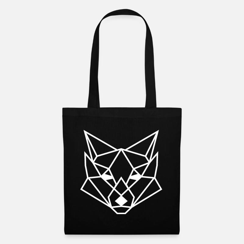 Geometrischer Fuchs Poly Geschenk Idee Polygon - Stoffbeutel - Schwarz