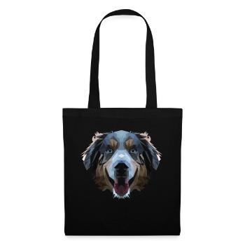 Hund Aussie Polygon - Stoffbeutel - Schwarz - Vorne