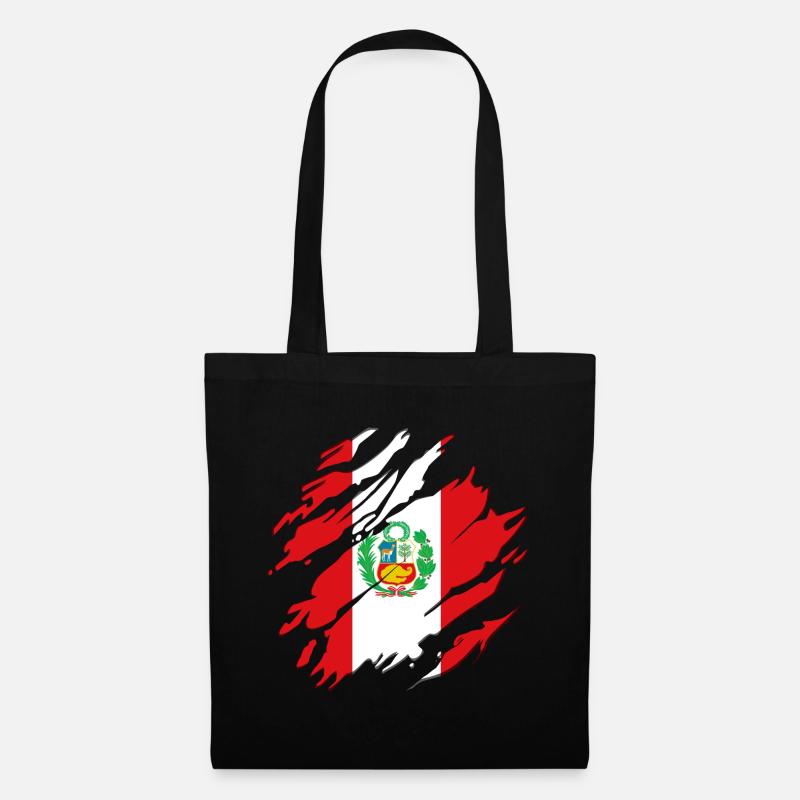 Drapeau Pérou Amérique du Sud Cusco drapeau péruvien - Sac en tissu - noir