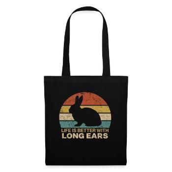 Lapin lapin rétro - Sac en tissu - noir - Devant