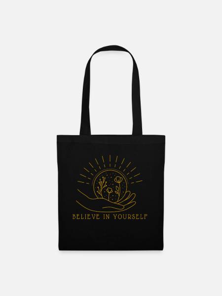 Believe in Yourself Erde Globus Hand Liebe - Stoffbeutel - Schwarz