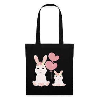 Lapins mignons brillants - Sac en tissu - noir - Devant
