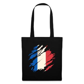 Frankreich Flagge Risse Französische Fahne Heimat - Stoffbeutel - Schwarz - Vorne
