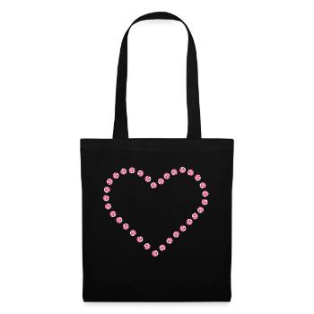 Diamant coeur contour rose - Sac en tissu - noir - Devant