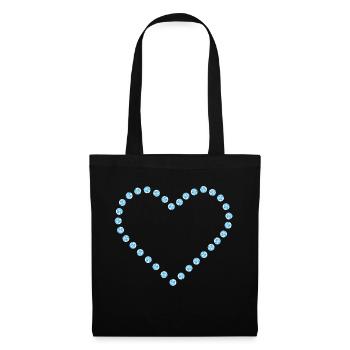 Diamant Herz blau Kontur - Stoffbeutel - Schwarz - Vorne