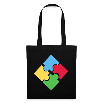 puzzle, idée de cadeau, autisme, cadeau, jeu - Sac en tissu - noir - Devant