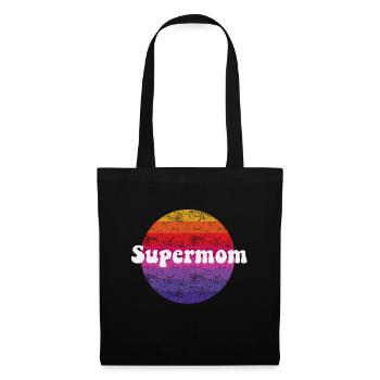 Supermom Retro Style Super Mutter - Stoffbeutel - Schwarz - Vorne
