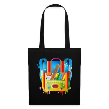 Cartables colorés avec accessoires scolaires - Sac en tissu - noir - Devant