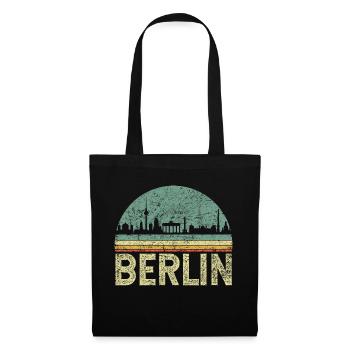 Berlin Skyline Vintage - Stoffbeutel - Schwarz - Vorne
