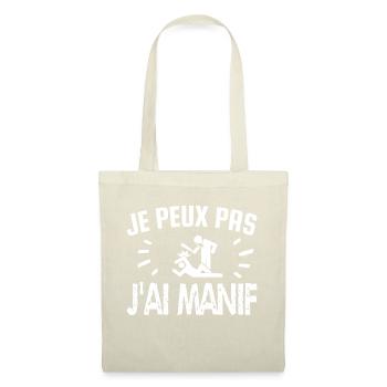 je peux pas j'ai manif - Sac en tissu - nature - Devant
