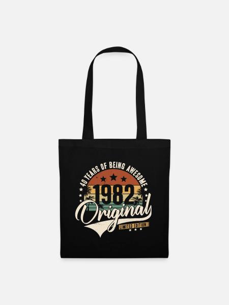 40 anniversaire né 1982 anniversaire rétro - Sac en tissu - noir