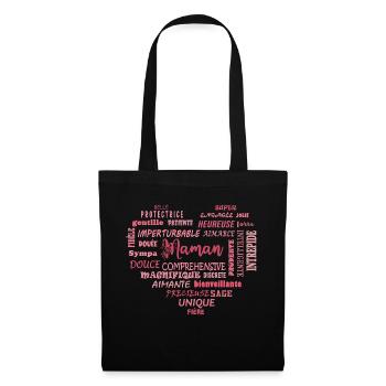 OBV – Maman cœur affirmations - Sac en tissu - noir - Devant