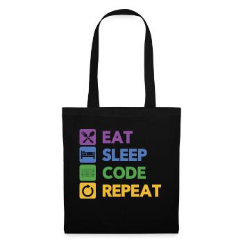 Eat Sleep Code Repeat Coder Programmer Software De - Stoffbeutel - Schwarz - Vorne
